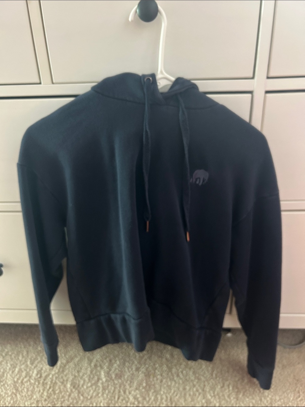 Navy Pullover Hoodie with Subtle Logo
